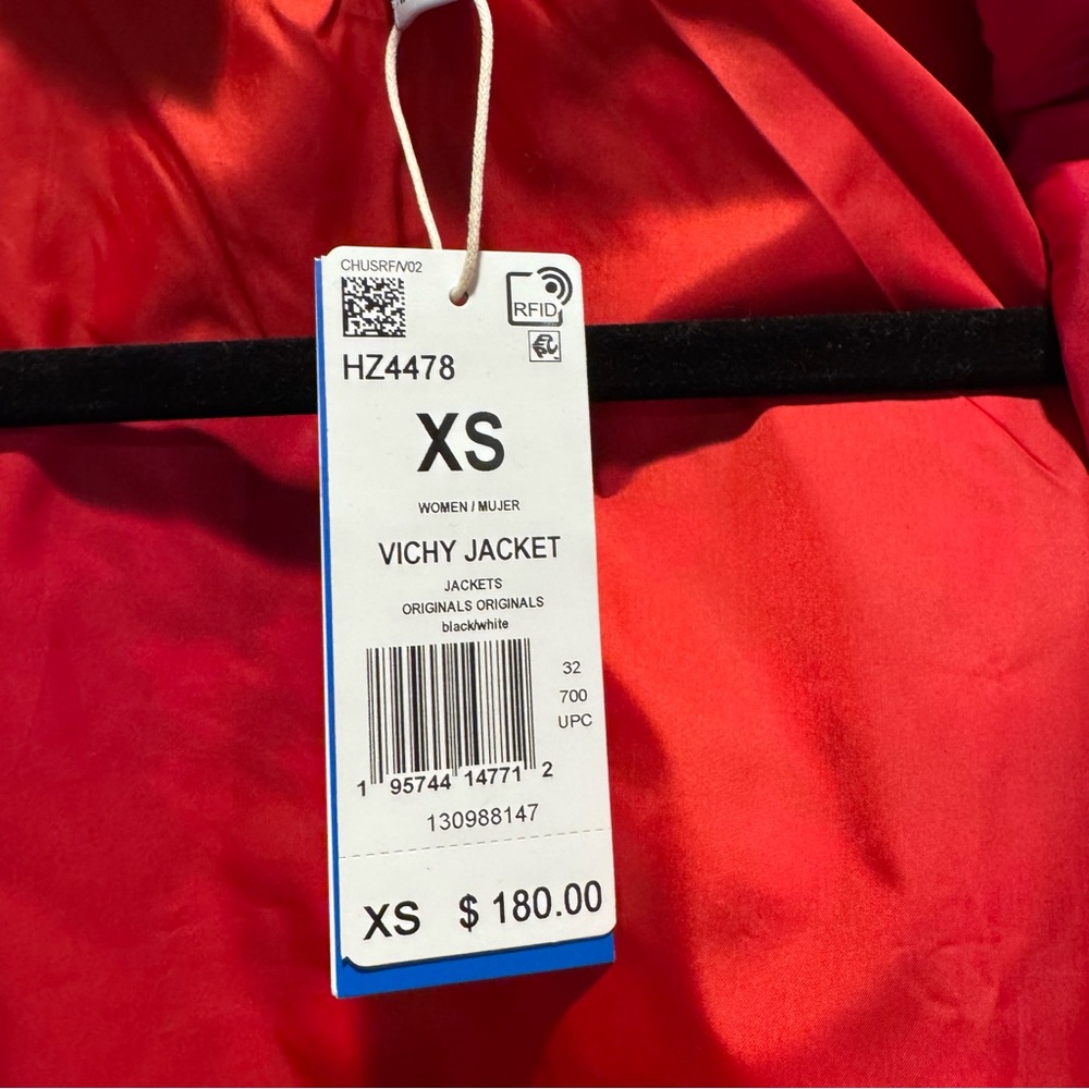 Adidas Vichy Black & White Houndstooth Bomber with Red Lining - Picture 4 of 8